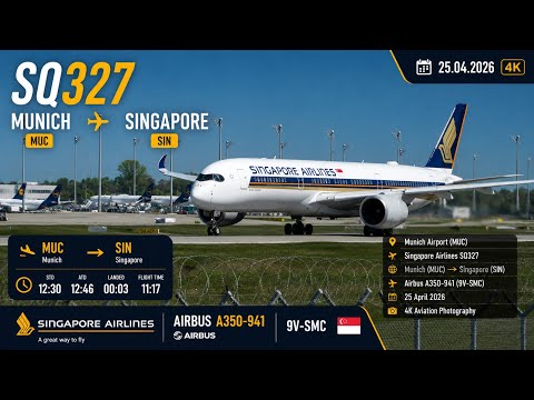 ✈️ The Long Journey Begins | Singapore Airlines A350 Departure from Munich | 4K ✈️
