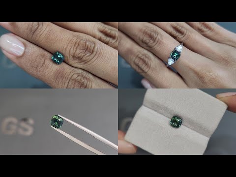 Негретый сапфир Teal в огранке кушон 1,50 карат, Мадагаскар Видео  № 1