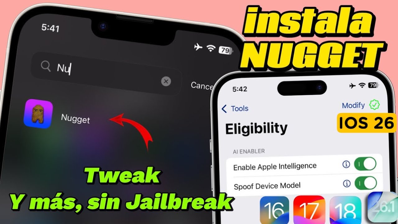 Instala NUGGET sin JAILBREAK en iPhone|ipad TWEAK PARA IOS GRATIS | Apple inteligence y MÁS