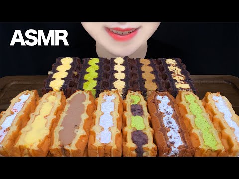 【咀嚼音/ASMR】ブラウニーとクリーム ワッフルを食べる音 スイーツ大食いモッパン 生クリーム Brownie Waffle Mukbang 케잌 먹방