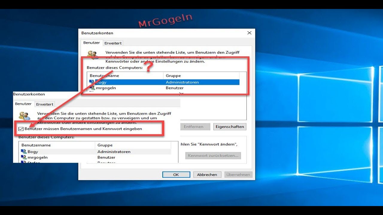Windows 10 Autoanmeldung verschwunden. Benutzernamen & Kennwort