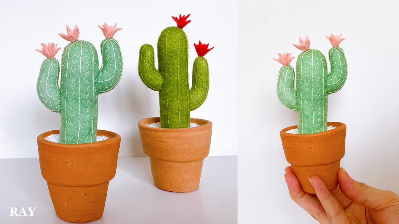 Diy Felt Cactus Sewing Craft Cacto Kaktus Feltro Fieltro Youtube