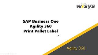 Print a Pallet Label for a Pallet in SAP Business One using WiSys Agility 360