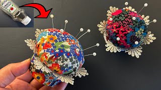 💖 DIY Cupcake Pin Cushion Made from Tomato Ketchup Bottle Cap | Pin Holder | How to Make Pin cushion