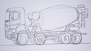 Kolay Beton Kamyonu Nasıl Çizilir - How to Draw a Concrete Truck Easy