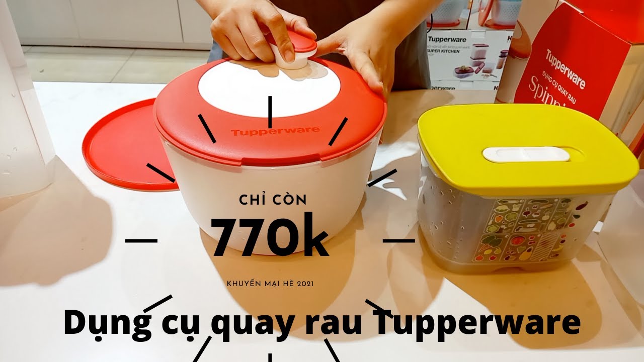 Dụng cụ quay rau Tupperware, ráo rau, trái cây một cách nhanh chóng ...
