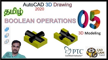 AutoCAD 3D Modeling | Tamil Tutorial 5 | BOOLEAN OPERATIONS