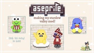 ˚⚘ aseprite: making a stardew valley mod ♡ gudetama and tuxedo sam plushes! ʚɞ