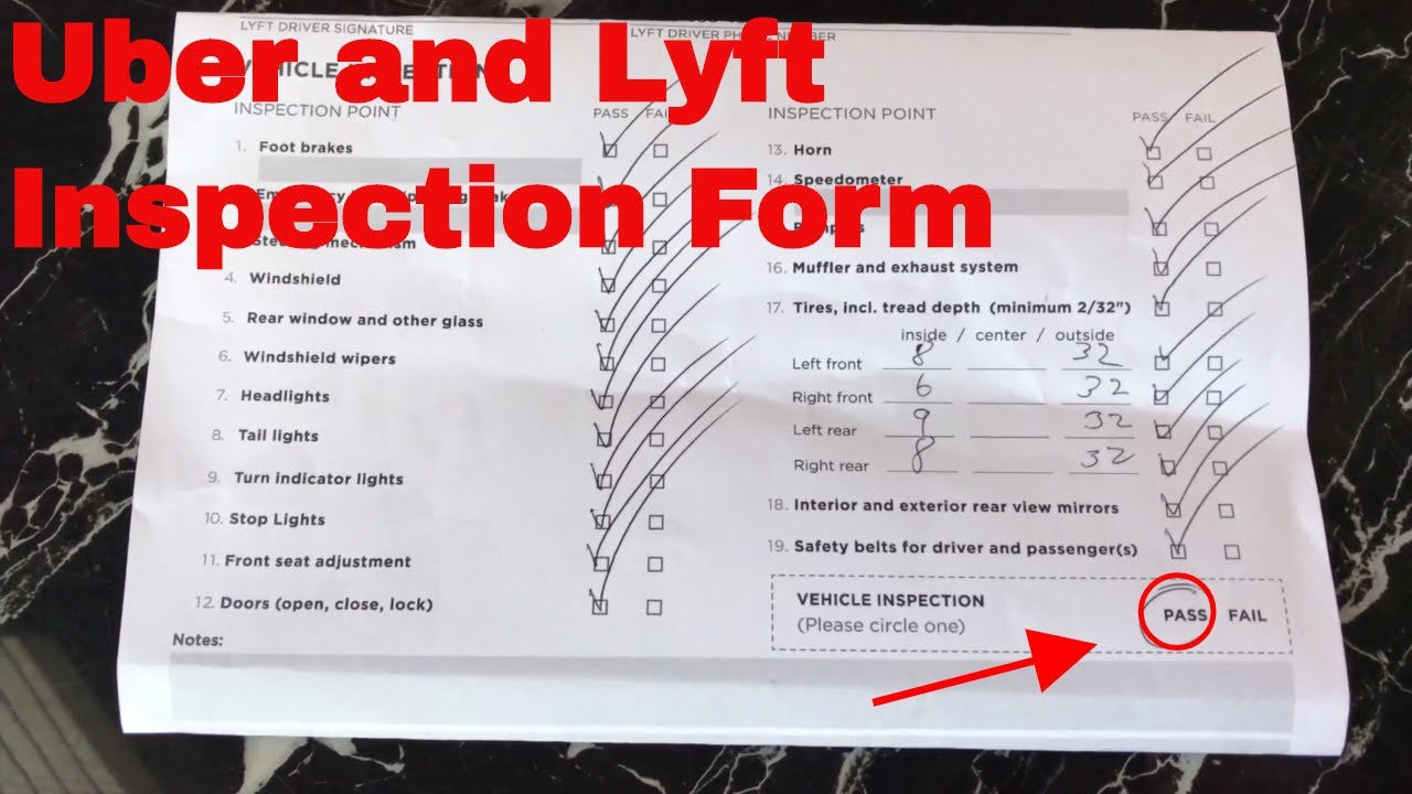 Vehicle Inspection Form For Lyft