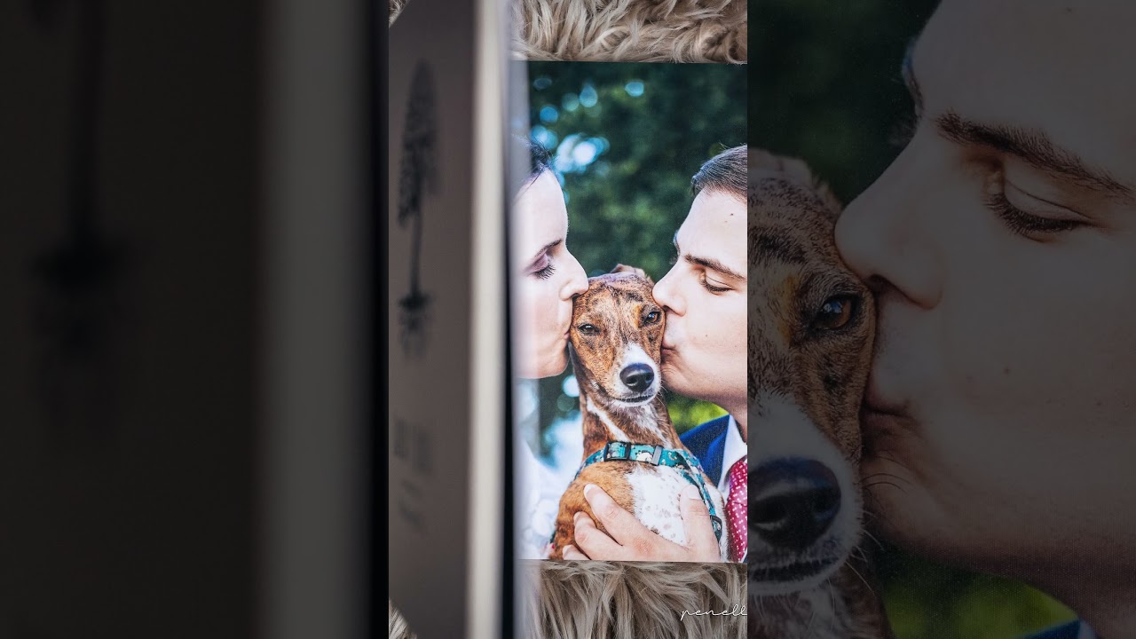 Álbum de boda en lino con grabado ~ Fotografía de bodas en Asturias ~ Penella Fotografía