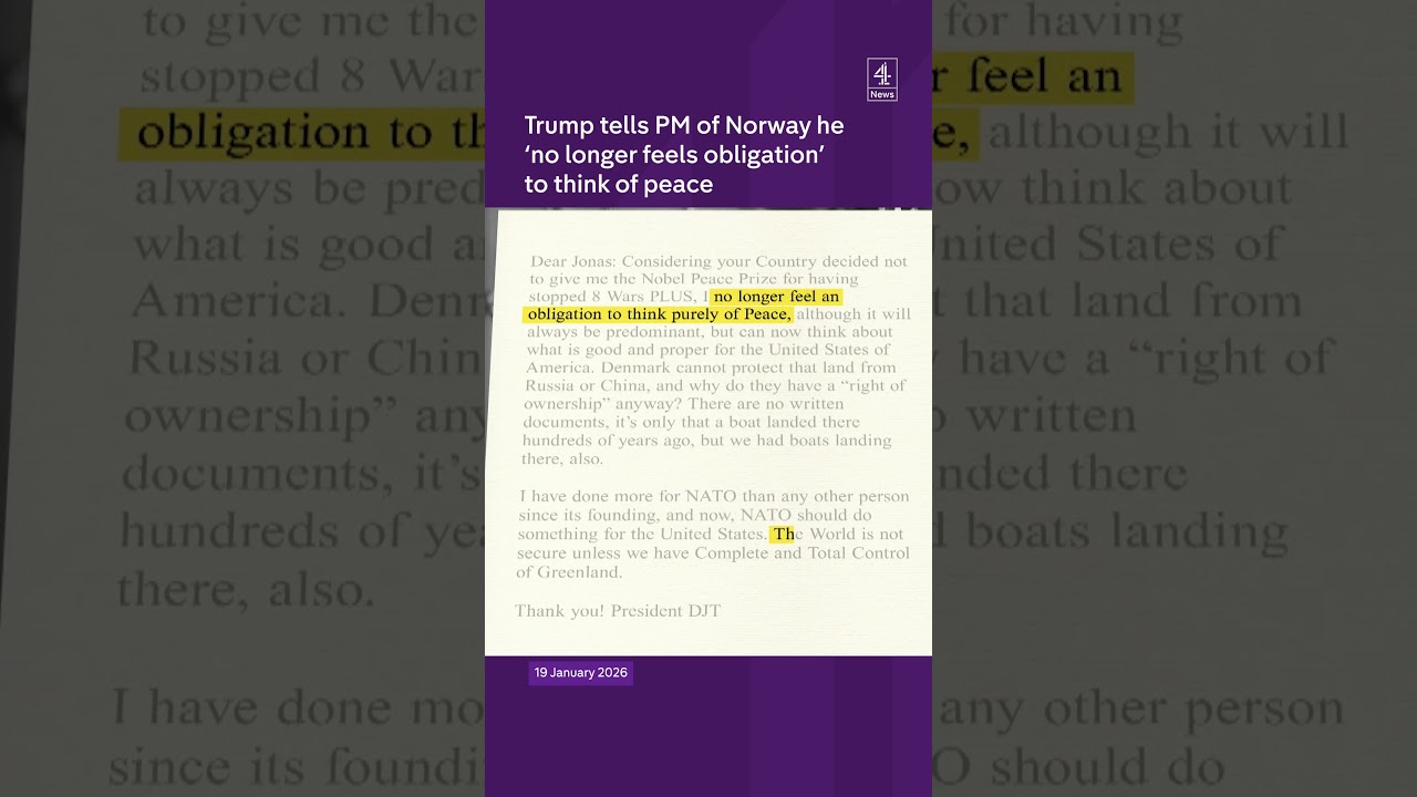 Trump's letter to PM of Norway