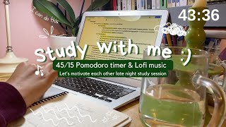 Study with me 50 min timer | Let's get focused! | Lofi + dorm ambience ♡