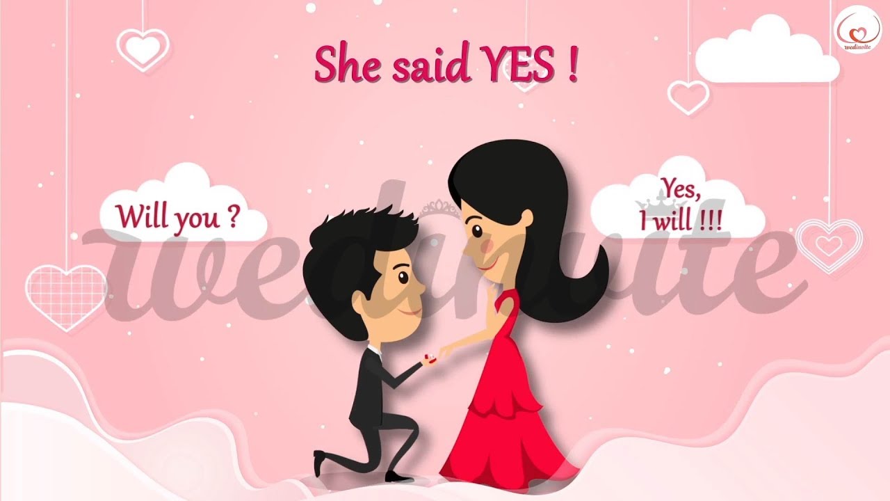 Cute Love Story – Animated Engagement Invite - YouTube