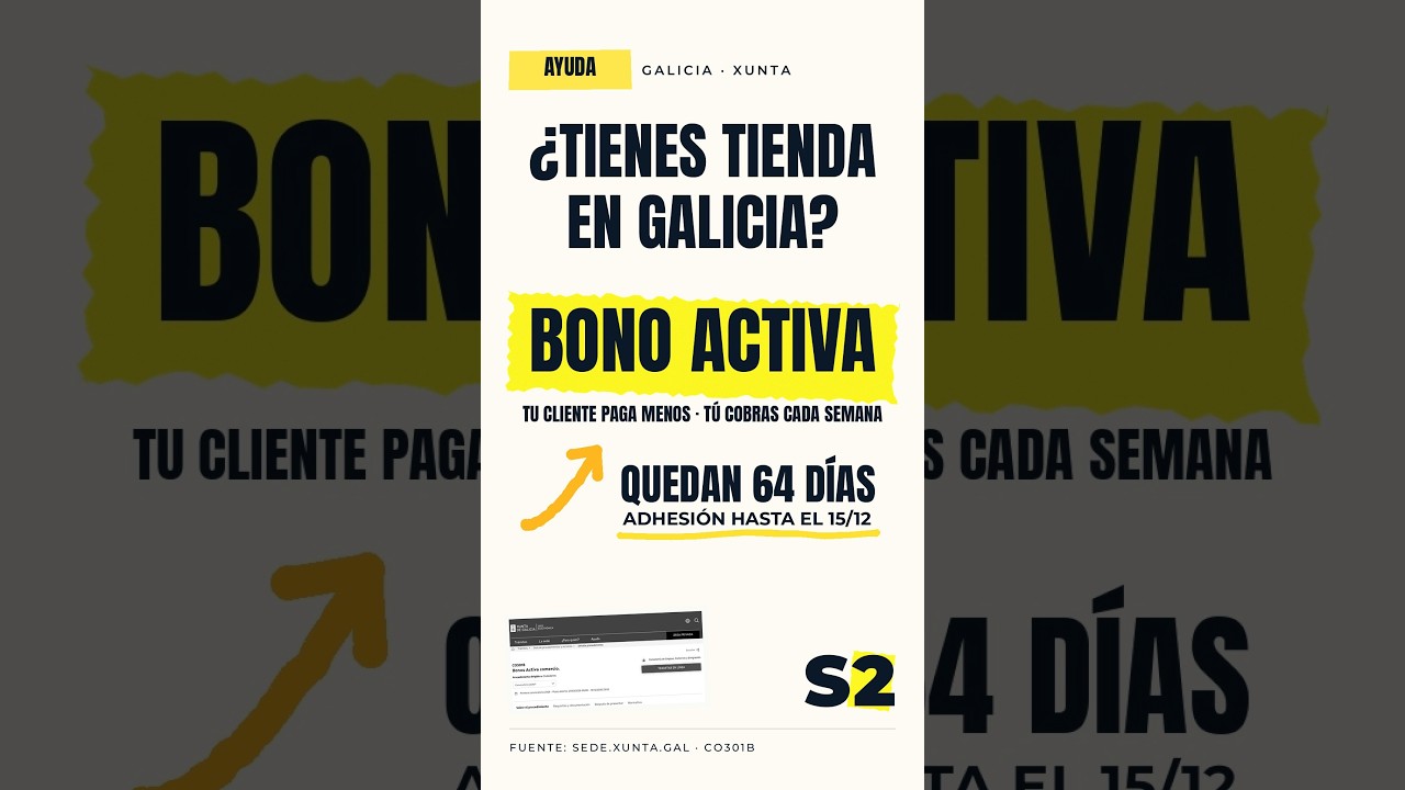 ¿Tienes TIENDA en Galicia? Con el bono Activa cobras el descuento cada semana hasta el 15/12