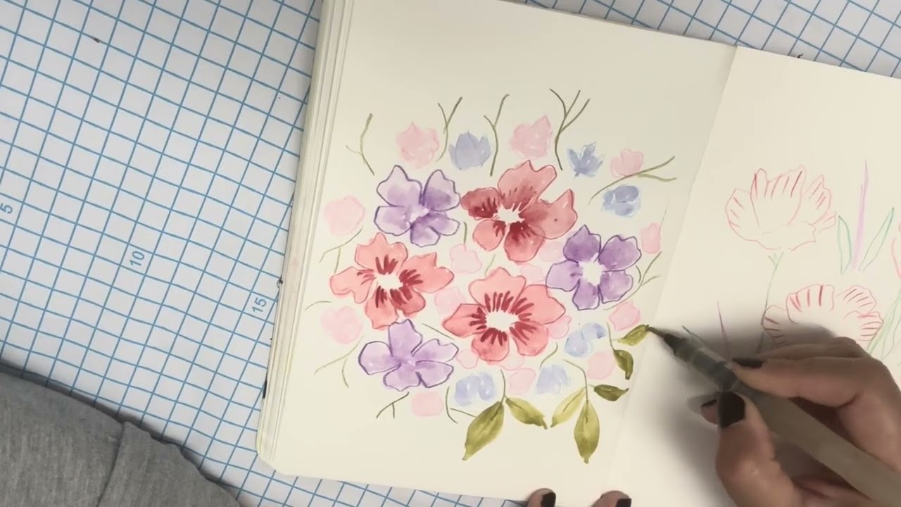 Watercolour flowers painting 