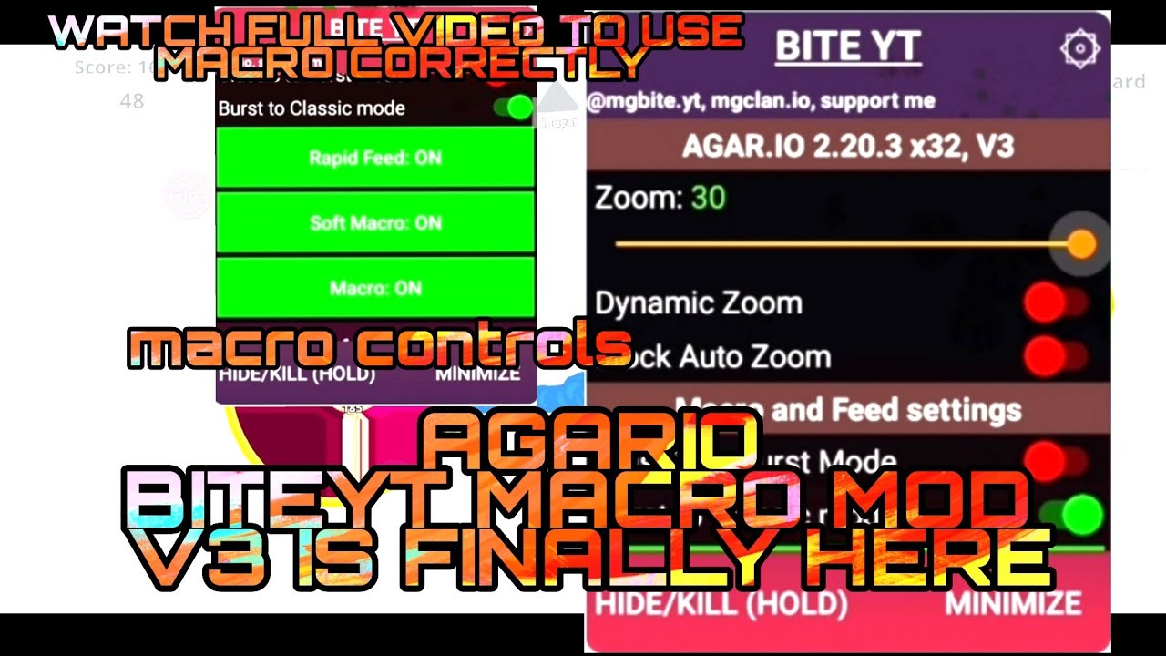 Agario 2.20.3, MACRO MOD MENU, Macro Button Tutorial, Classic and Burst, Without Root