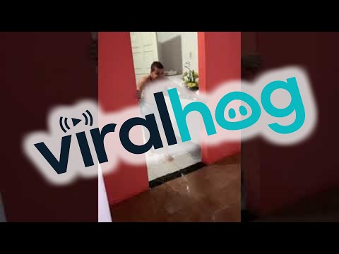 Guy Turns Flooded Home into a Waterpark || ViralHog