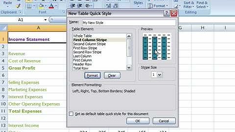 Create a Custom Table Style in Excel 2007