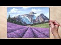 Acrylic Painting Lavender Field Landscape