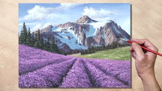 Acrylic Painting Lavender Field Landscape