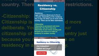 Residency vs. Citizenship #shorts #citizenship #residency