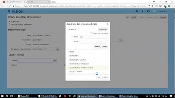 Oracle Fusion Cloud Creation of Inventory and Sub Inventory