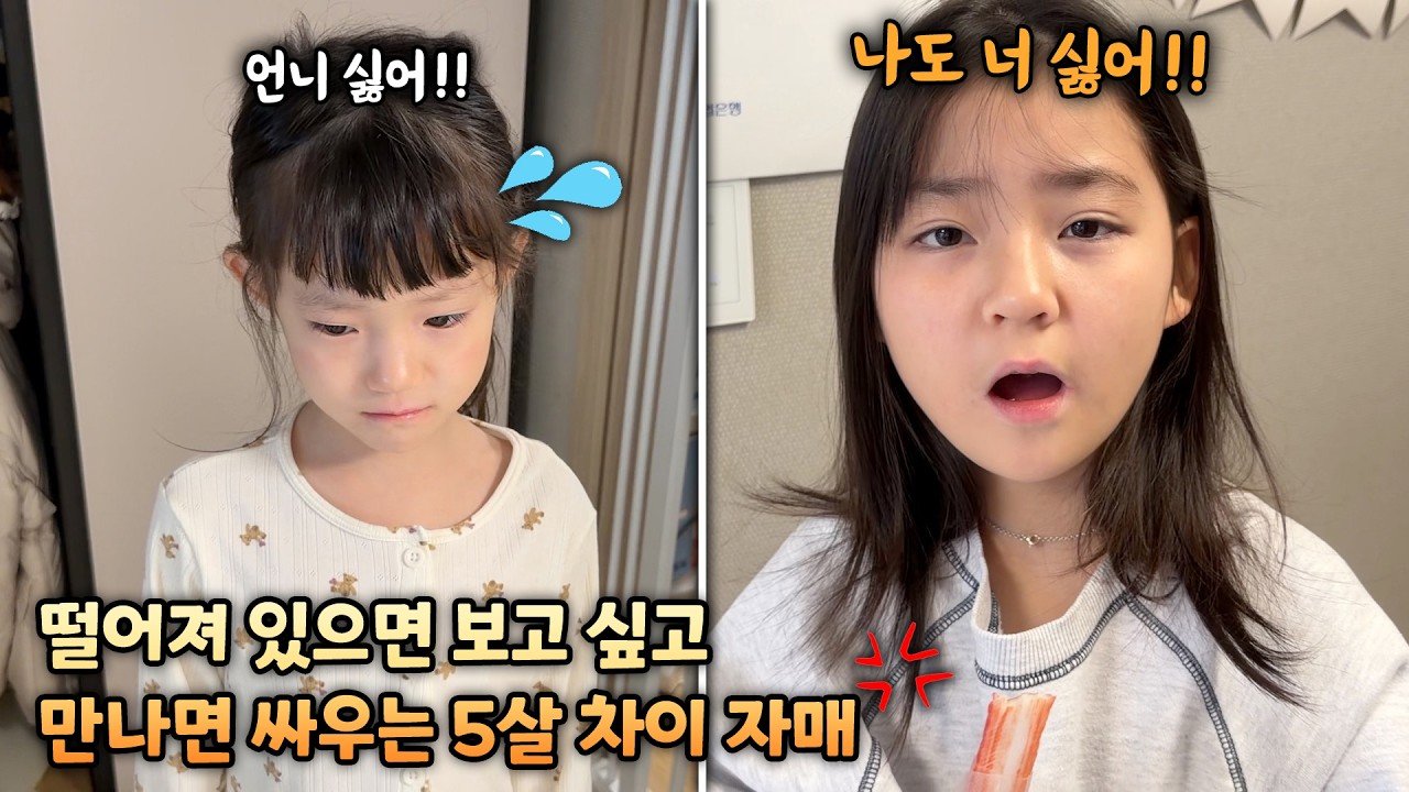 떨어져 있으면 보고 싶고.. 만나면 싸우는 5살 차이 자매..