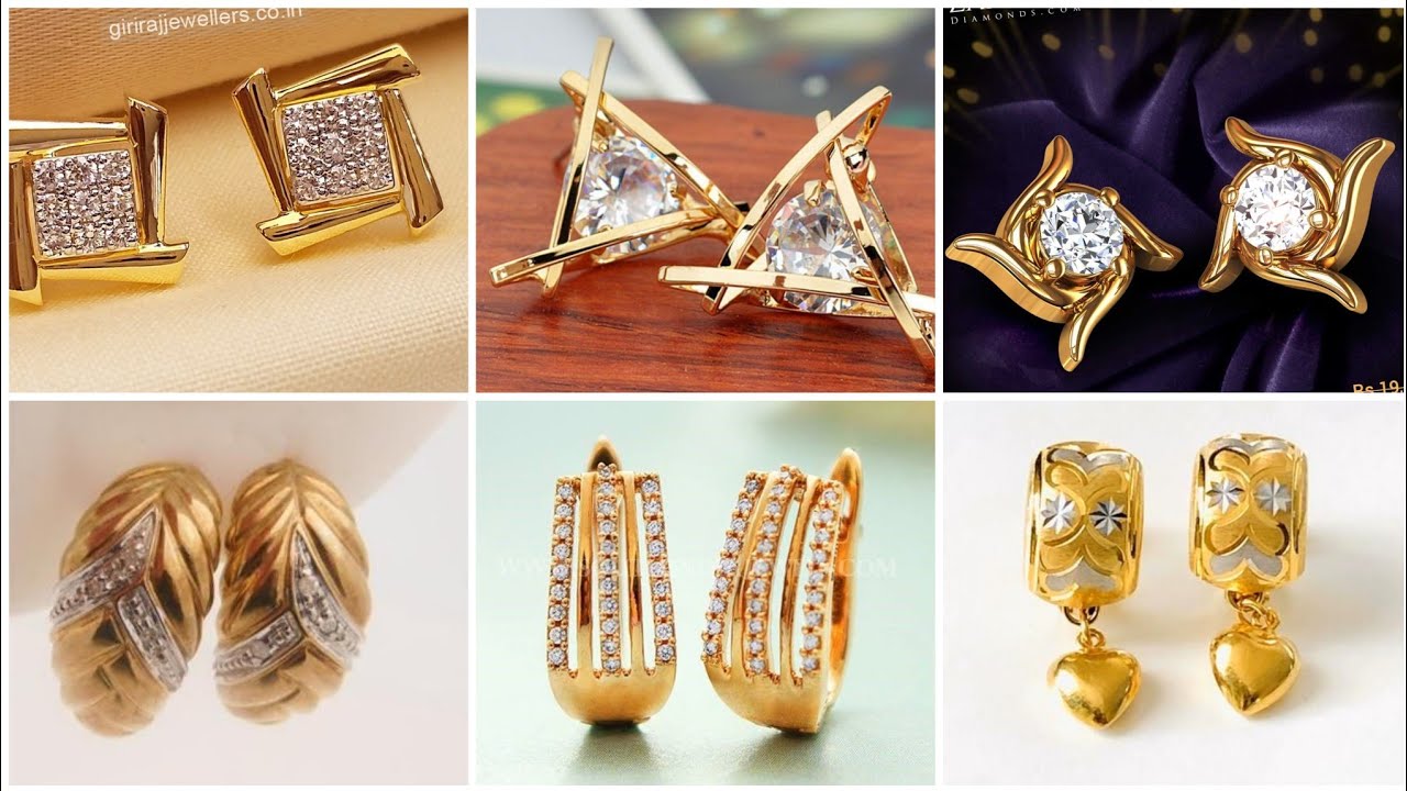 Classy And Trendy Small All Gold Earrings Designs For Daily Wear YouTube