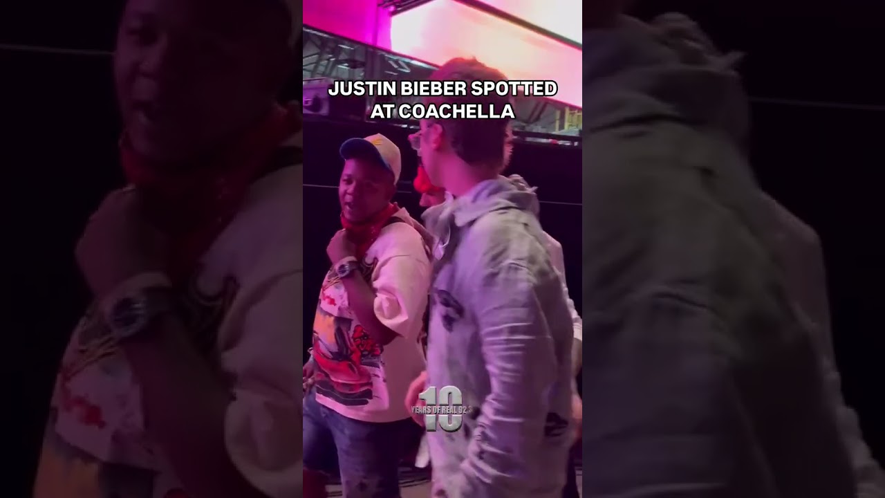 Justin Bieber spotted at Coachella with Matthew Espinosa and Kyle Massey today in Indio, CA.