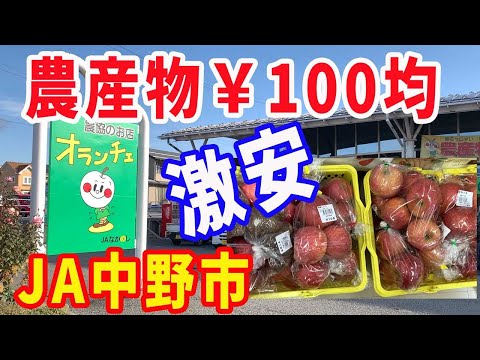 【激安・農産物直売所】驚愕！。リンゴが3~4個で100円です。農産物100均一。どれでも￥100です。長野のJA中野市「オランチェ」。