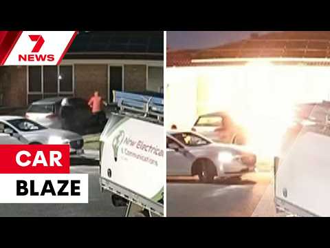 Two men set a car on fire at Ballajura | 7NEWS