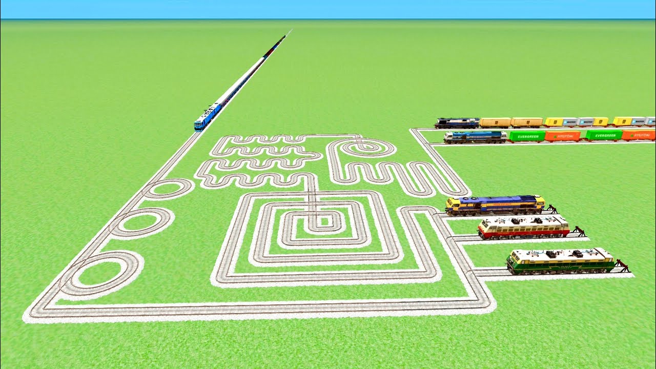 TRAIN CROSSING SQUARE SNAKE RISKY 😱 SLIDE TRACK RAILWORK RAILROAD BEANG 