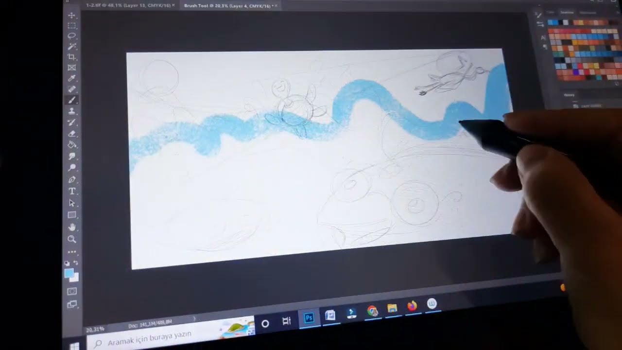 Çocuk Kitaplarında sahne kompozisyonu çizimi - Children book illustration