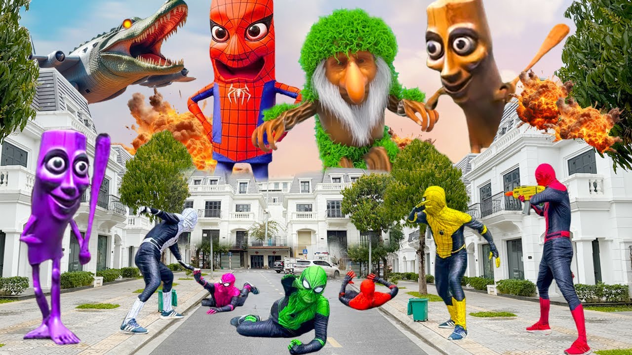 Tung Tung Tung Sahur Giant, Brr Patapim, Bombardiro Crocodillo vs Team Spider Man - ITALIAN BRAINROT