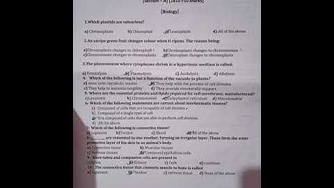 Question paper of science class 9 //Term -1//Mcq question