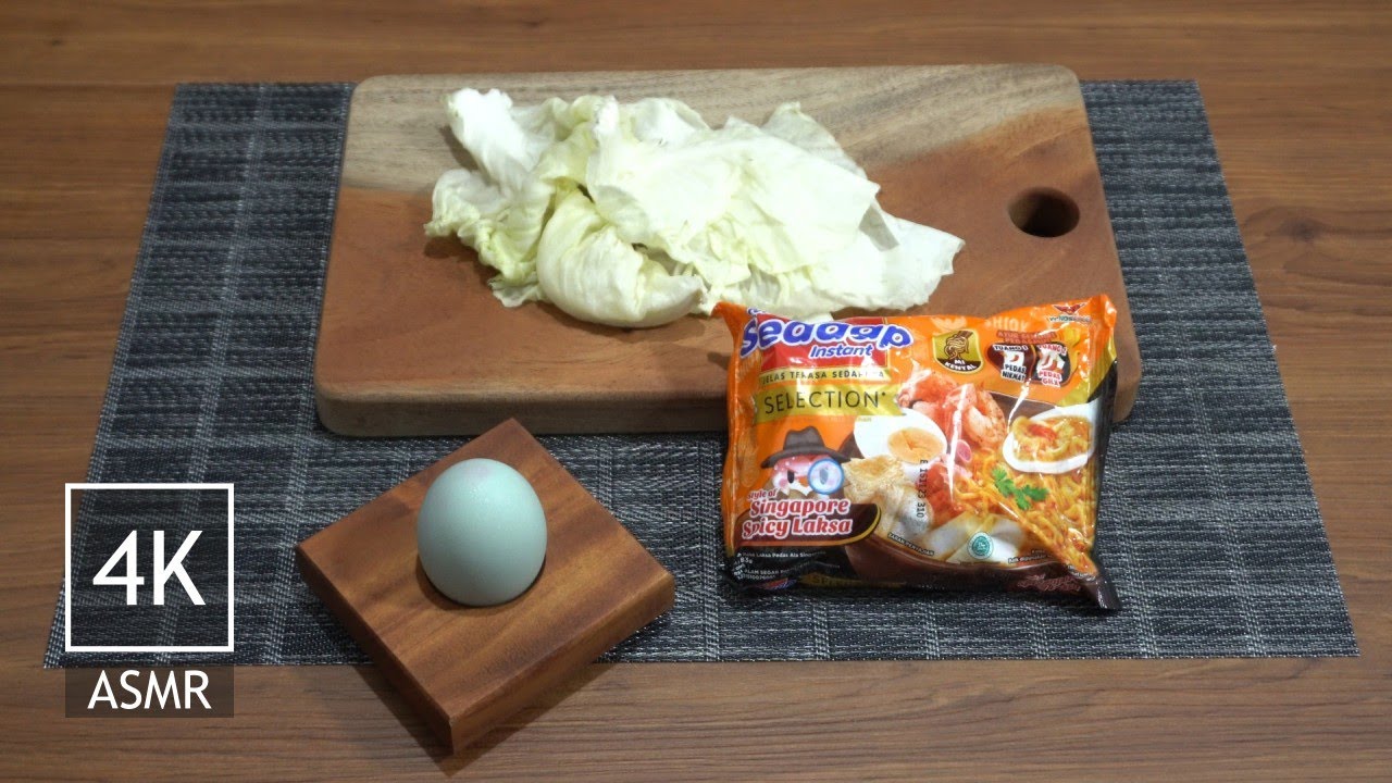 4K ASMR・Cook Eat Drink・Mie Sedaap Singapore Spicy Laksa & Teh Gelas ...
