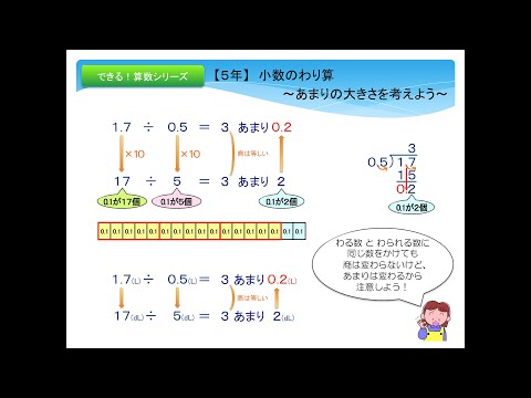 スマホOK!【５年】小数のわり算  〜あまりの大きさを考えよう〜