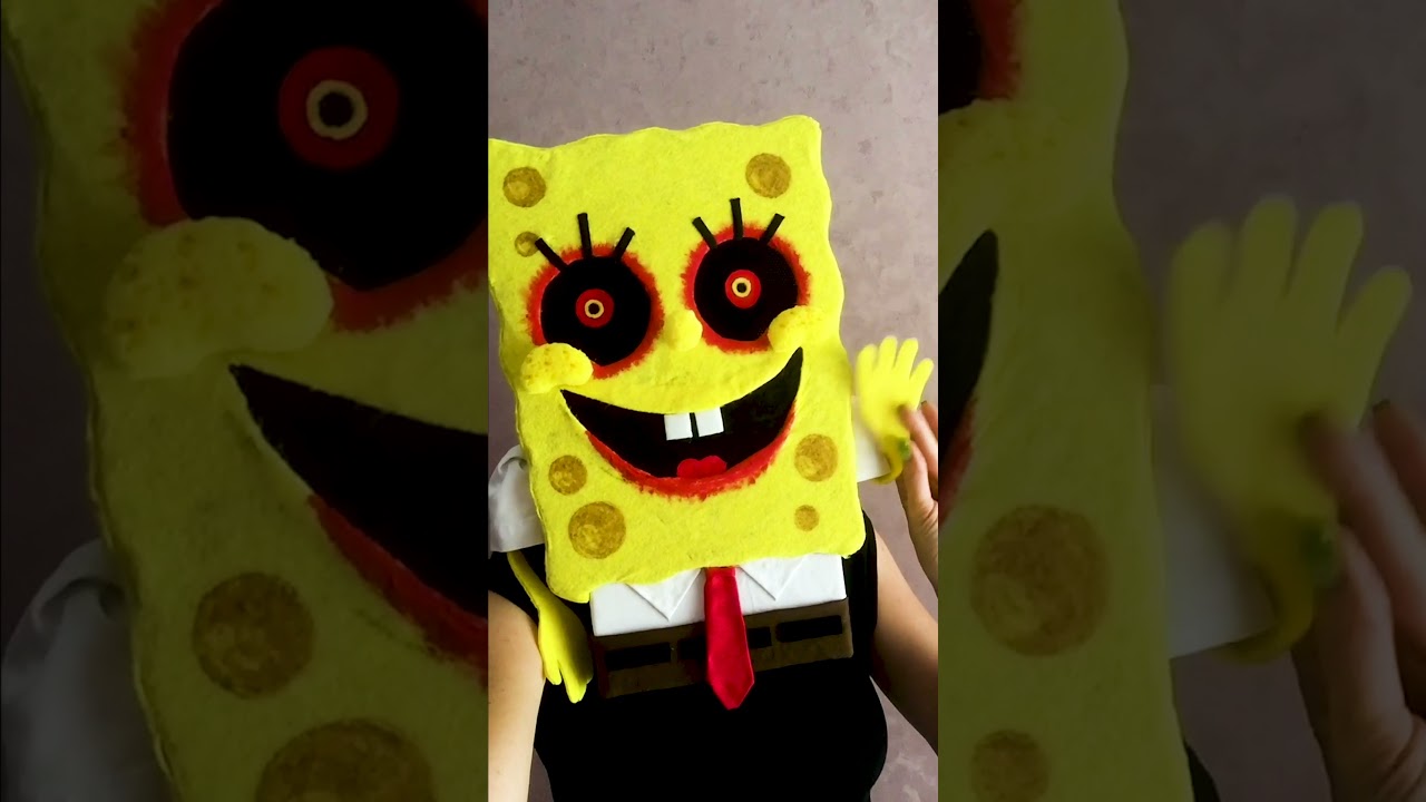 Spongebob.exe or Slendybob mask made of cardboard ➤ How To Make of DIY.  Tutorial from Crafts Idea in 2023