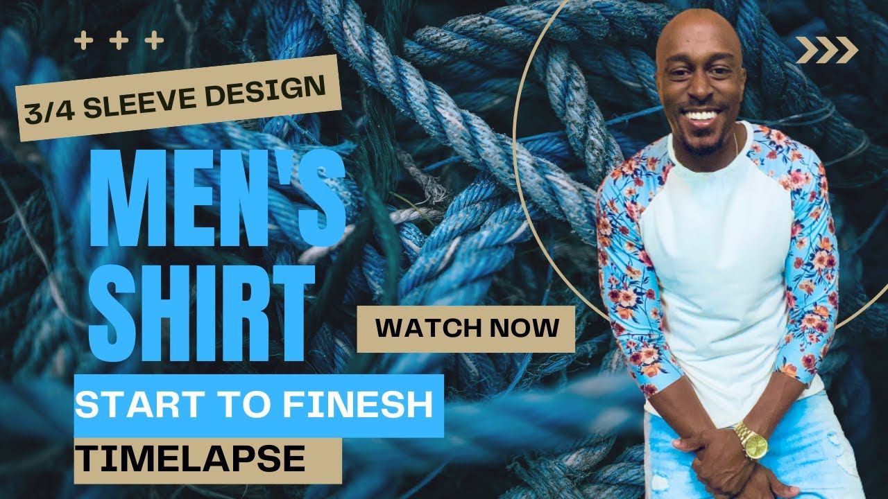 DIY Men's 3/4 Three Quarter Sleeve Shirt | Shirt by Mimi G Style | Clothing Transformation Timelapse