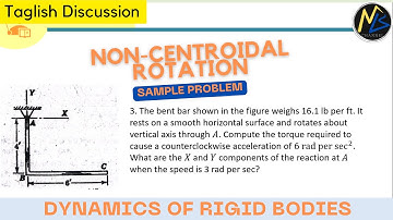 Problem: Non-Centroidal Rotation - The bent bar shown in the figure weighs 16.1 lb per ft. It res...