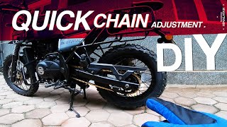 HOW TO  ADJUST CHAIN SLACK ON  THE ROYAL ENFIELD HIMALAYAN  A DIY VIDEO