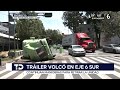 Tráiler cargado con 20 toneladas de productos vuelca en BJ; maniobras complican la circulación