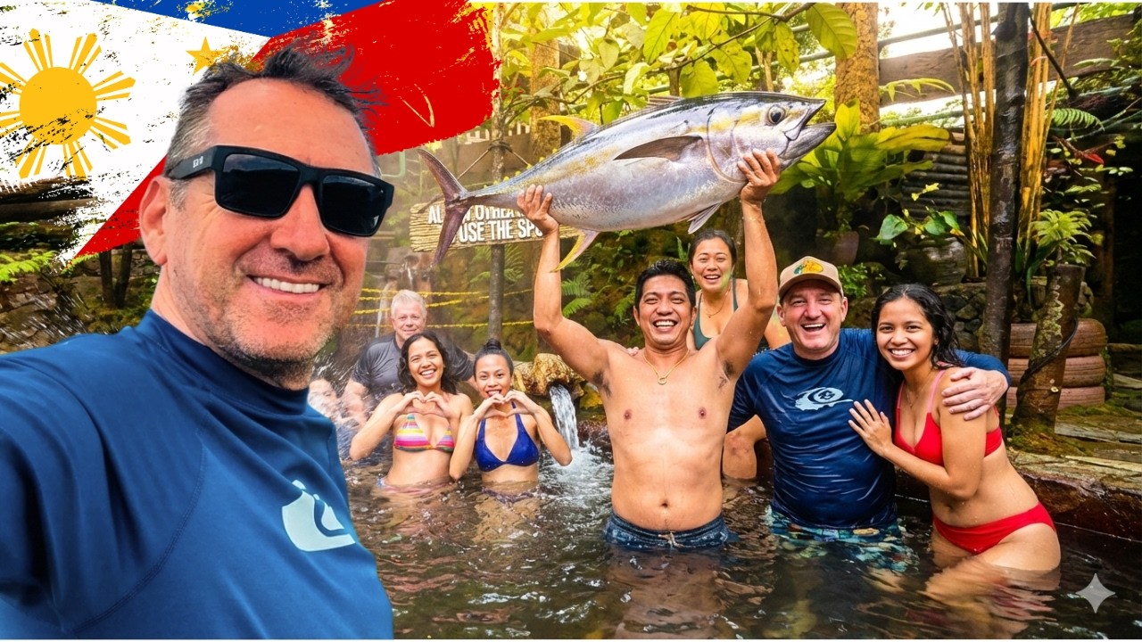 🇵🇭 We dodged a typhoon and ended up in a magical jungle hot spring! More fun in the Philippines😎