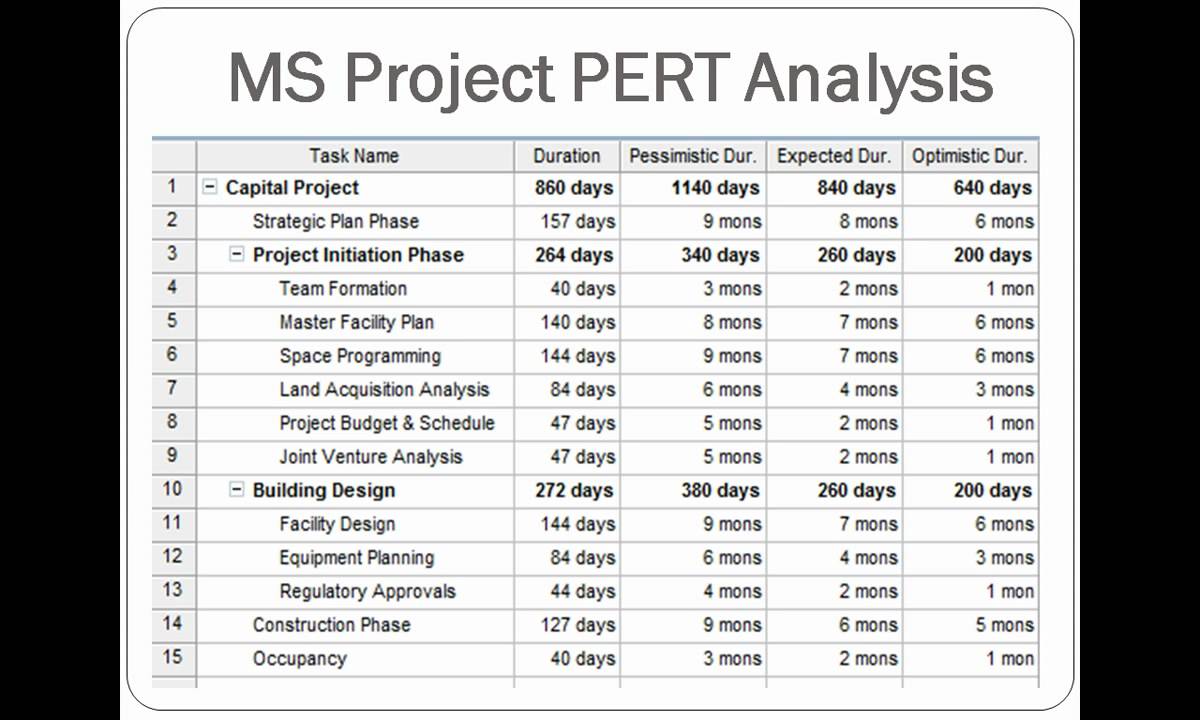 Microsoft Project Pert Chart