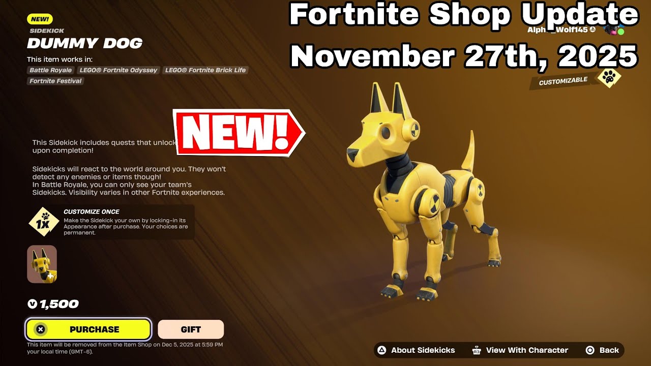 Fortnite: New Dummy Dog Pet! Item Shop Review [November 27th, 2025] (Fortnite MiniSeason)