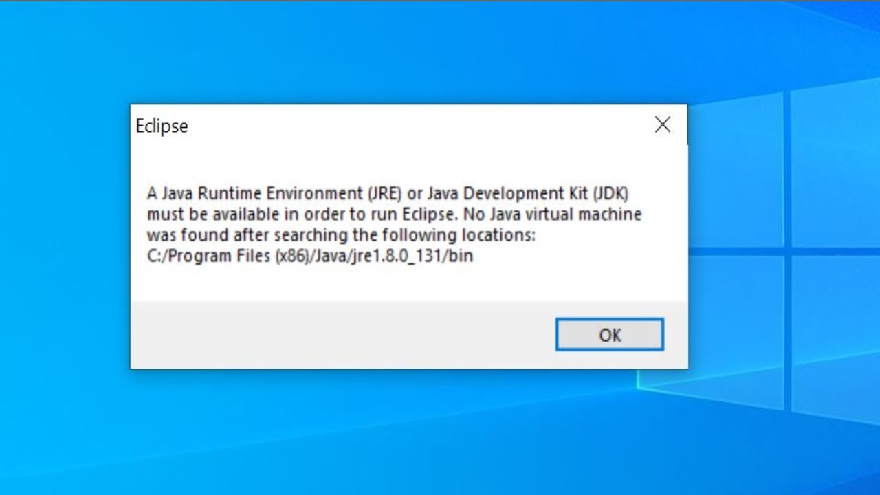 A Java Runtime Environment Jre Or Java Development Kit Jdk Must Be Available In Order To Run Eclipse