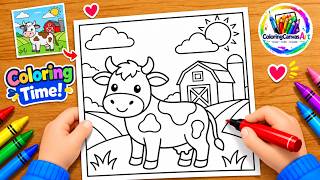 Cute Cow Coloring Pages for Kids | Farm Animals Coloring Book 🐮