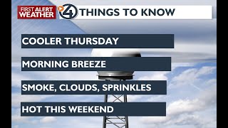 Cooler, more pleasant Thursday forecast