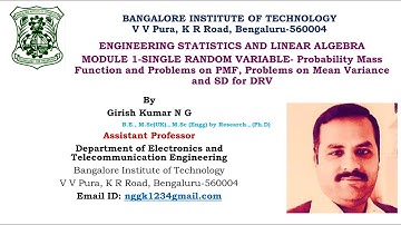 SINGLLE RANDOM VARIABLE PART 4- MODULE 1- ENGINEERING STATISTICS AND LINEAR ALGEBRA