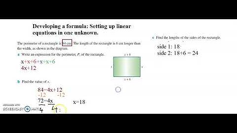 Developing a formula Setting up linear equations with one unknown